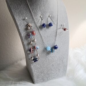 Glass Beaded Necklace, Earrings, Bracelet And Ring